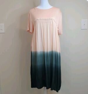 Hayden Los Angeles Women L Boho Ombré T-shirt Dress Empire Waist Flowy New